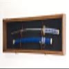 sfDisplay.com,LLC. Single Sword & Scabbard Display Case Cabinet Wall Rack Custom Colors - Lockable (Walnut Finish w/LED, Green Felt Background) view 2