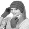 C.C BeanieTail Messy High Bun Cable Knit Beanie and Anti-Slip Touchscreen Gloves Set, Rose view 2