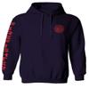 0121. America Patriotic Firefighter Support Seal Thin Red Line Fonts Fireman Sweatshirt Pullover Hoodie (Navy, Large) view 1