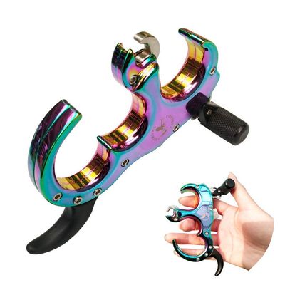 ZSHJG Archery Automatic Release Thumb Trigger 3 Finger 4 Fingers Replaceable Detachable Grip Metal Release Aid for Compound Bow (Colorful)