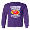 Long Sleeve Adult T-Shirt Hurricane Michael Survivor 2018 Storm Support DT (Large, Purple) view 1
