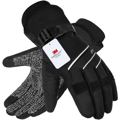 MOREOK Waterproof & Windproof -30F Winter Gloves for Men/Women, 3M Thinsulate Thermal Gloves Touch Screen Warm Gloves for Skiing,Cycling,Motorcycle,Running-Black-S