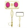 Lowrider Rectangle Cage Mirror Gold with Purple Reflectors. Bike Mirror, Bicycle Mirror, Bike Parts, Bicycle Parts view 1