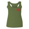 0121. America Patriotic Firefighter Support Seal Thin Red Line Fonts Fireman Women's Tank Top Racerback (Olive, Medium) view 1