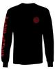 0121. America Patriotic Firefighter Support Seal Thin Red Line Fonts Fireman Men's Long Sleeve t Shirt (Black, Large) view 1