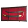 sfDisplay.com,LLC. Single Sword & Scabbard Display Case Cabinet Wall Rack Custom Colors - Lockable (Cherry Finish w/LED, Red Felt Background) view 1
