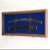 sfDisplay.com,LLC. Single Sword & Scabbard Display Case Cabinet Wall Rack Custom Colors - Lockable (Walnut Finish, Blue Felt Background) view 2