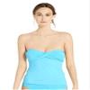 Cole of California Women's Standard Twist Front Bandeau Tankini, Solid mesh Mix Turquoise, Medium view 1