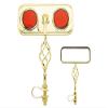 Lowrider Rectangle Cage Mirror Gold with Red Reflectors. Bike Mirror, Bicycle Mirror, Bike Parts, Bicycle Parts view 1