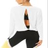 Bestisun Open Back Workout Tops Long Sleeve Backless Yoga Clothes Sports Athletic Shirts for Women White L view 1