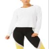 Bestisun Open Back Workout Tops Long Sleeve Backless Yoga Clothes Sports Athletic Shirts for Women White L view 2
