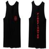 0121. America Patriotic Firefighter Support Seal Thin Red Line Fonts Fireman Men's Tank Top (Black, Small) view 1