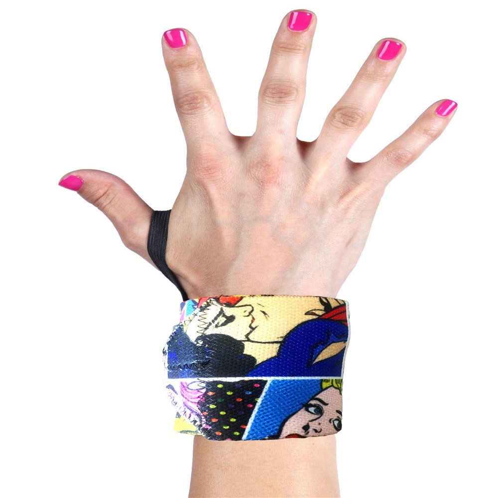Womens Wrist Wraps for Weightlifting, Exercise, Bodybuilding | G-Loves Quality, Thumb Loops, Cross Training, Powerlifting Workout 12" Durable Wraps (12", Pop Art)