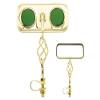 Rectangle Cage Mirror Gold with Green Reflectors. Bike Mirror, Bicycle mirror, bike parts, bicycle parts view 1