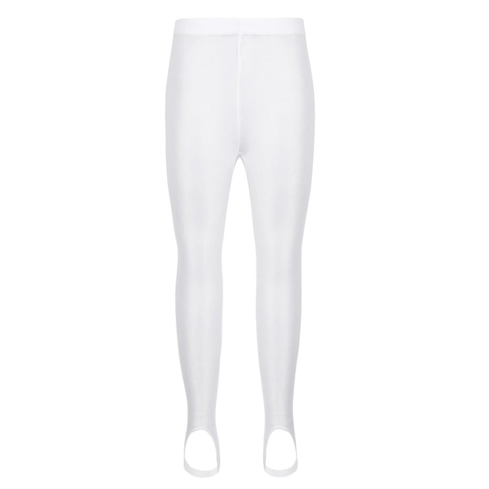dPois Kids Girls Dance Tights Gymnastics Stretch Leggings Skinny Pants Pantyhose Basic Stockings Dancewear White 10-12