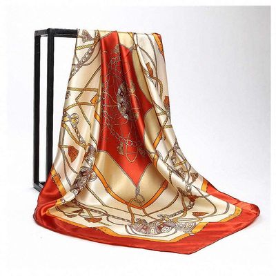 Tinpia Womens Scarves Silk Print Foulard Satin Square Head Shawls Bandana Muslim Hijab