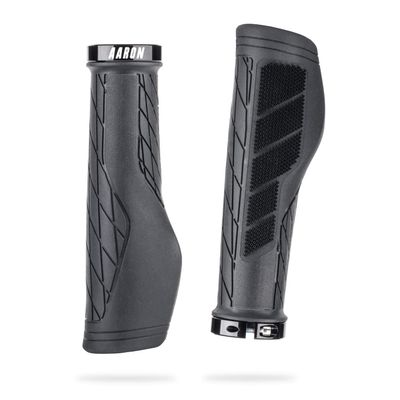AARON FIT Handlebar Grips with Gel Cushioning, Sporty Handlebar Grips Made from Non-Slip Rubber - Lock-On Handlebar Grips for E-Bikes, Trekking Bikes, Mountain Bikes, Cross Bikes, Fixie Bikes - Black