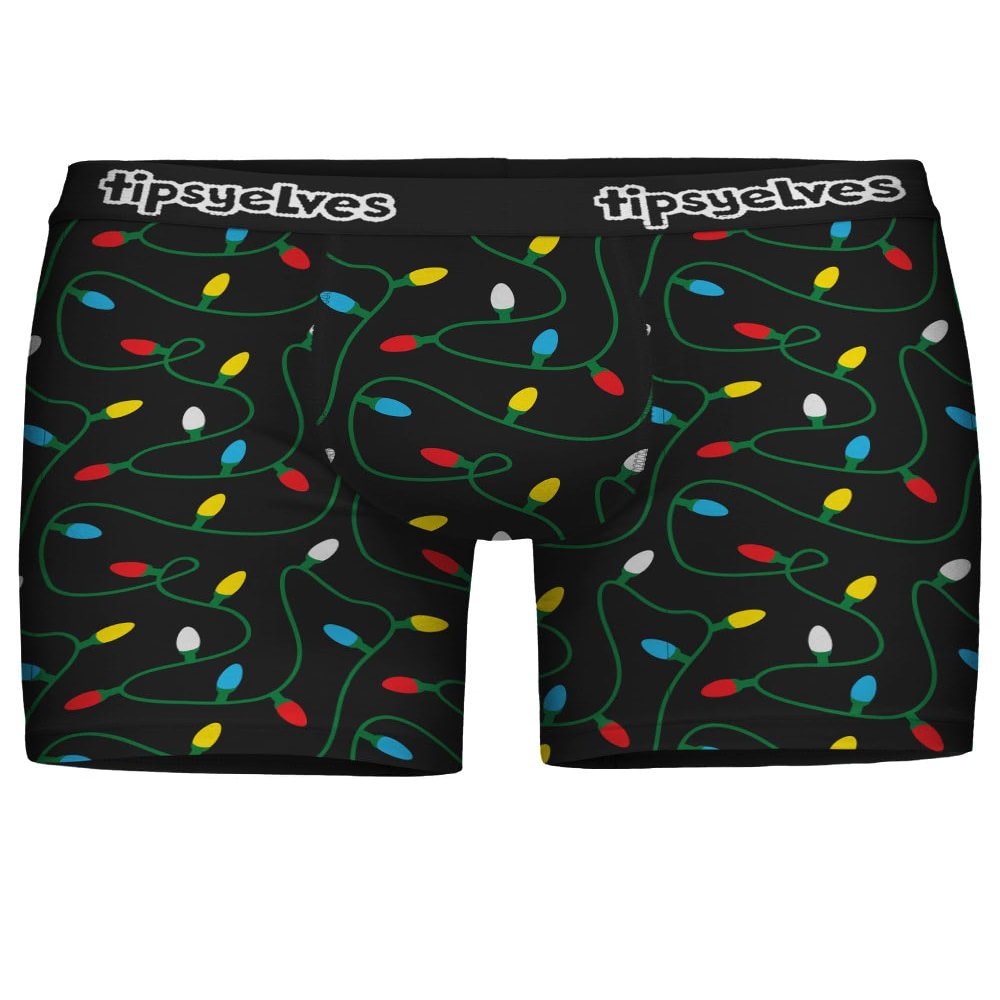 Tipsy Elves Men's String of Lights Xmas Underwear - Christmas Boxer Briefs: L