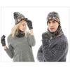 Van Caro Winter Knit Camouflage Beanie Hat Neck Warmer Scarf and Touch Screen Gloves Set 3Pcs Warm Set for Men Women,Black-grey view 2