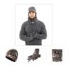 Van Caro Winter Knit Camouflage Beanie Hat Neck Warmer Scarf and Touch Screen Gloves Set 3Pcs Warm Set for Men Women,Black-grey view 3