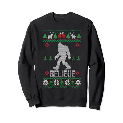 Christmas Believe Shirt FUNNY Bigfoot Ugly Xmas Sweatshirt
