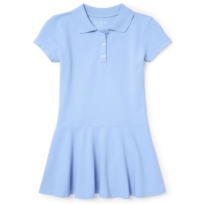 The Children's Place girls Short Sleeve Picque Polo Dress, Day Break Single, Small US
