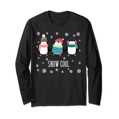Cute Penguin Long Sleeve Shirt Snow Cool Christmas Pun Gift