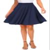 EXCHIC Women's Casual Stretchy Flared Midi Skater Skirts Basic A-Line Pleated Midi Skirt (L, Navy) view 1
