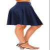 EXCHIC Women's Casual Stretchy Flared Midi Skater Skirts Basic A-Line Pleated Midi Skirt (L, Navy) view 4