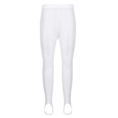 dPois Kids Girls Dance Tights Gymnastics Stretch Leggings Skinny Pants Pantyhose Basic Stockings Dancewear White 12-14