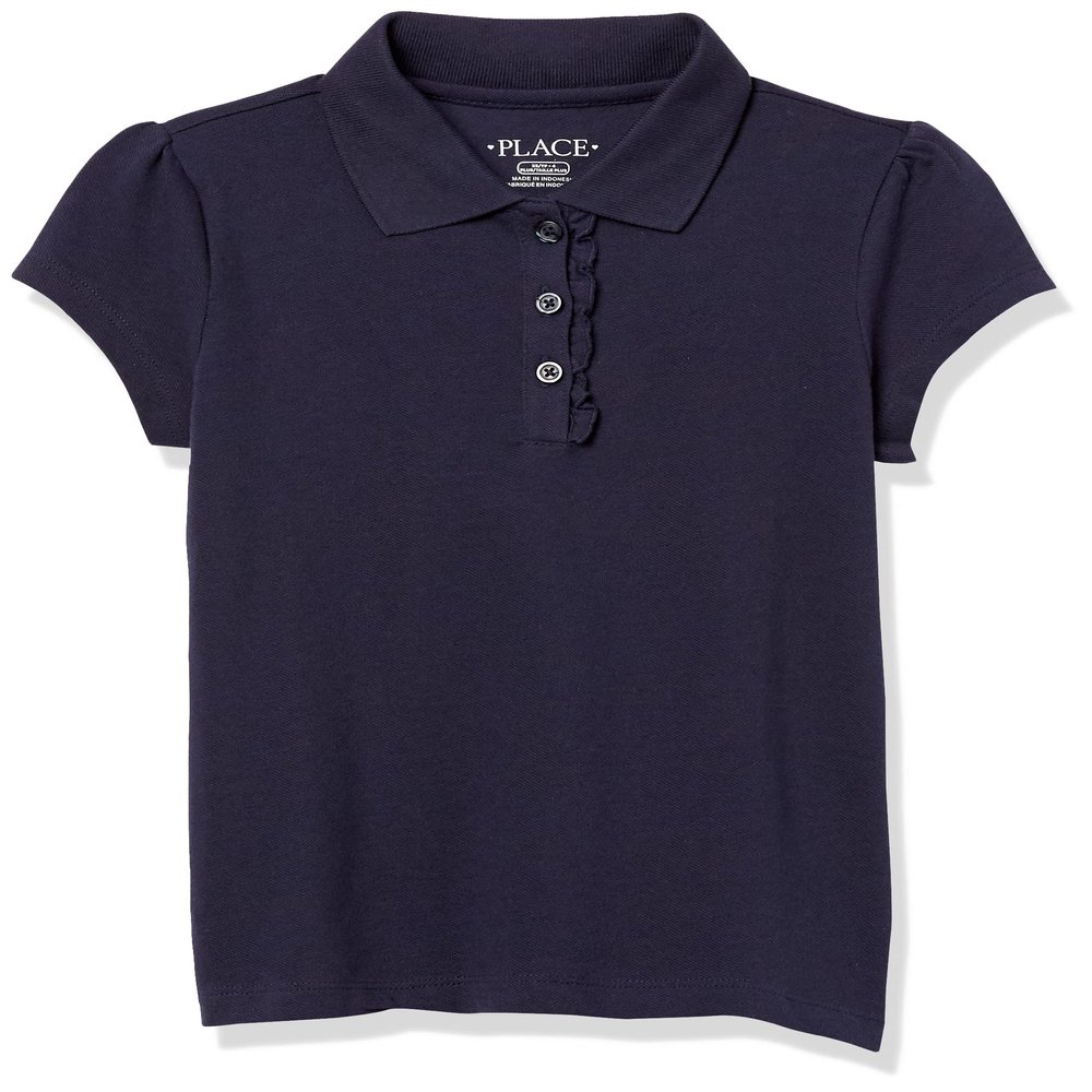 The Children's Place Girls' Uniform Ruffle Pique Polo Tidal L(10-12 plus)