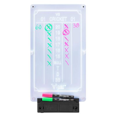 Viper Illumiscore Plus+ See-Through Illuminated Back-Lit Dry Erase Dart Scoreboard, Large (19.50" L x 10.00" W), Black