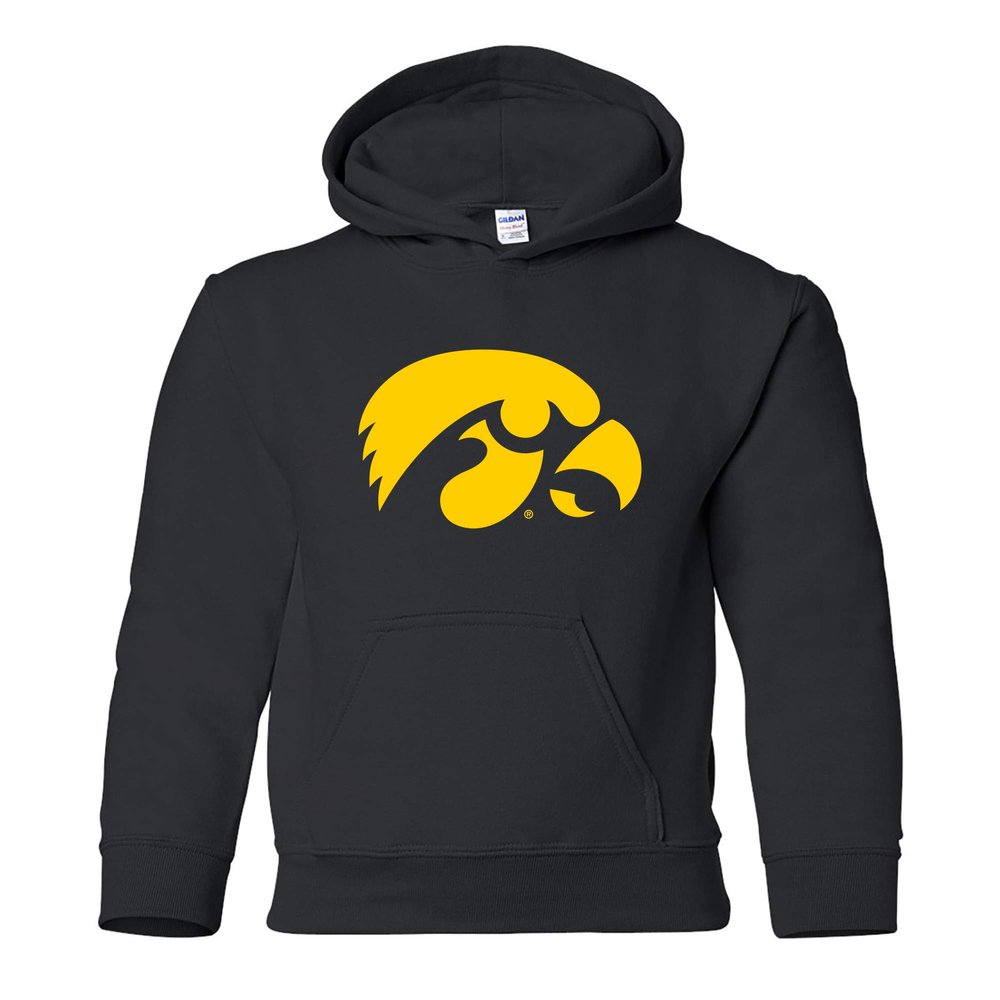 YH02 - Iowa Hawkeyes Primary Logo Youth Hoodie - Medium - Black