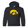 YH02 - Iowa Hawkeyes Primary Logo Youth Hoodie - Medium - Black view 1