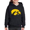 YH02 - Iowa Hawkeyes Primary Logo Youth Hoodie - Medium - Black view 4