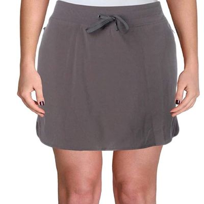 Andrew Marc Women's Commuter Active Rib Inset Skort with mesh Details, Charcoal, X-Large