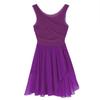 Agoky Women's Asymmetric Chiffon Lyrical Ballet Dance Gymnastics Leotard Dress Flowy High-Low Skirt Purple X-Large view 4