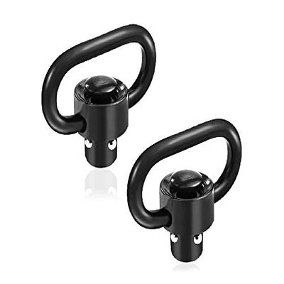360 TACTICAL QD Sling Swivel Mount, Tactical Heavy Duty QD Quick Detach/Release 1.25" Loop Heavy Duty Push Button Swivels - Black (Pack of 2) Push Button