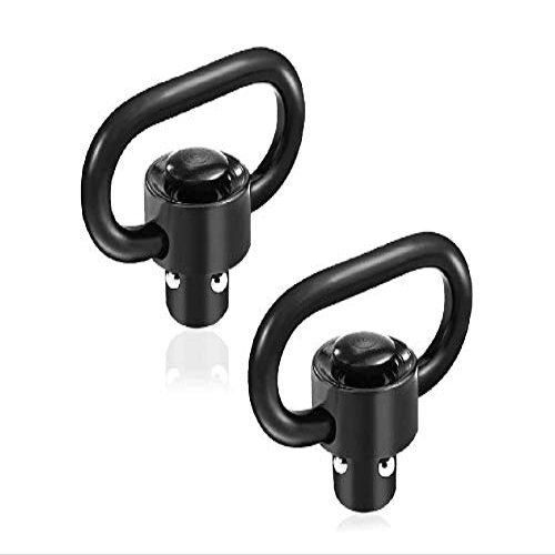 360 TACTICAL QD Sling Swivel Mount, Tactical Heavy Duty QD Quick Detach/Release 1.25" Loop Heavy Duty Push Button Swivels - Black (Pack of 2) Push Button