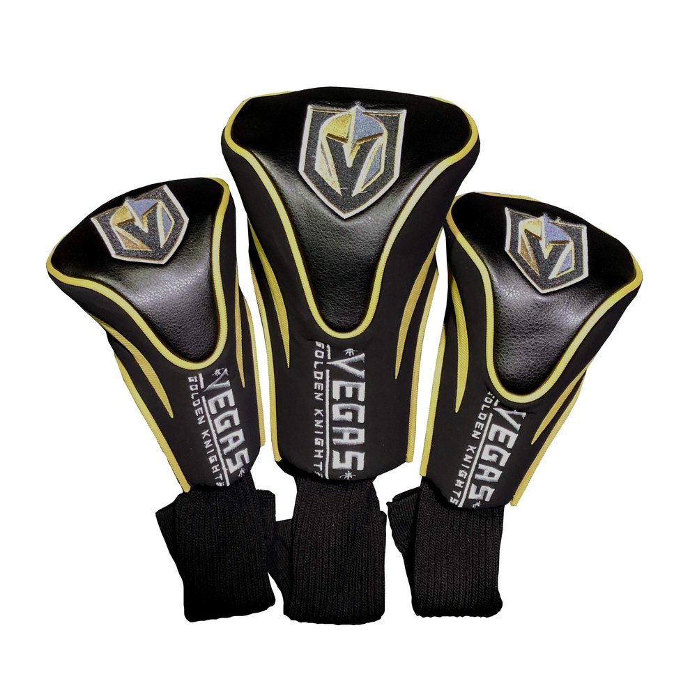 Team Golf NHL Las Vegas Golden Knights Contour Golf Club Headcovers (3 Count) Numbered 1, 3, & X, Fits Oversized Drivers, Utility, Rescue & Fairway Clubs, Velour Lined for Extra Club Protection