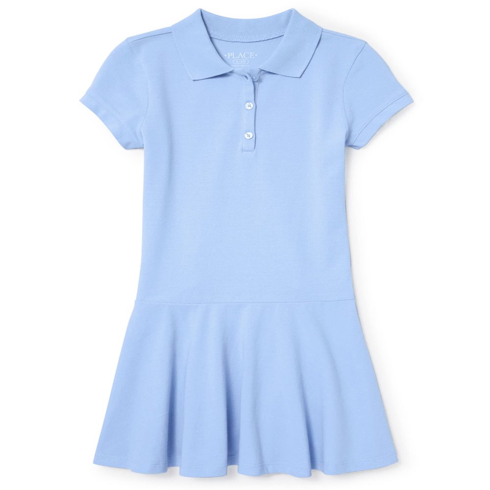 The Children's Place girls Short Sleeve Picque Polo Dress, Day Break Single, Medium US