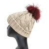 5 Diameter Fur Pom Pom with Press Snap Button for Knitted Hat Beanie Hats (Wine red) view 2