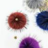 5 Diameter Fur Pom Pom with Press Snap Button for Knitted Hat Beanie Hats (Wine red) view 3