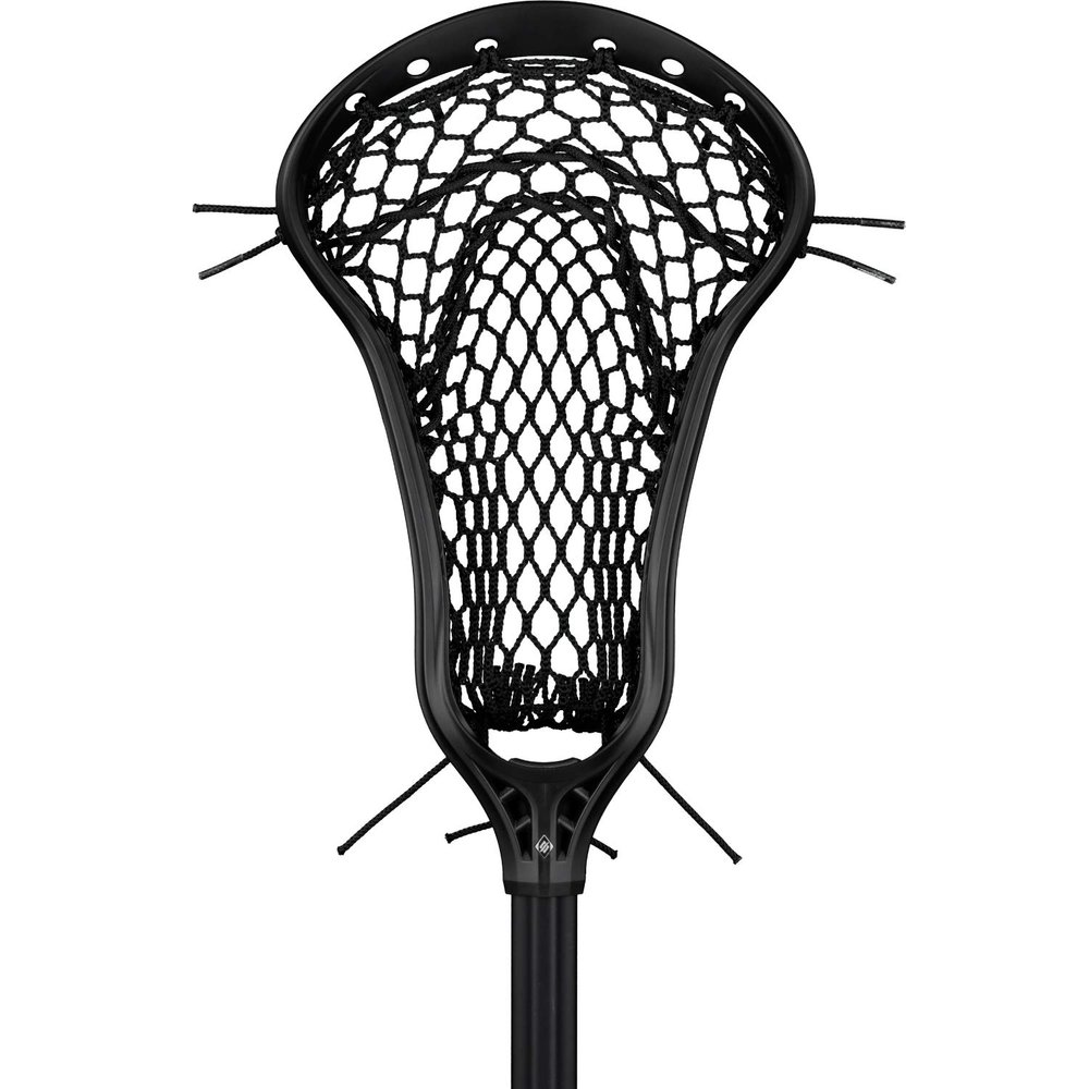 StringKing Womens Complete 2 Pro Offense Lacrosse Stick with Composite Pro Shaft and Women's Type 4 Mesh (Black/Black)