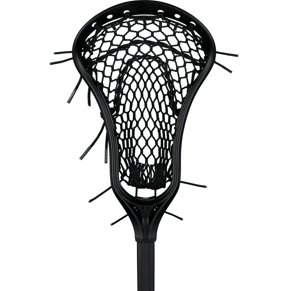 StringKing Girl's Complete Junior Youth Lacrosse Stick with Shorter Alloy Shaft and Women's Type 4 Mesh (Black/Black)