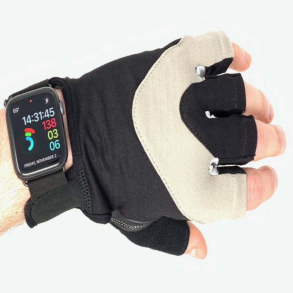 PowerHouse Fitness Apple Watch Gym Gloves (Grey 42-44mm, Small)