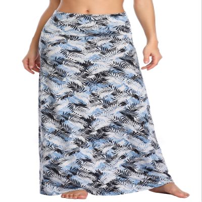 Urban CoCo Women's Stylish Spandex Comfy Fold-Over Flare Long Maxi Skirt (XL, 4)