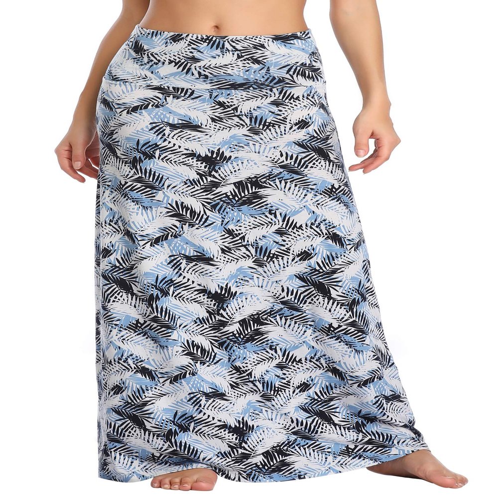 Urban CoCo Women's Stylish Spandex Comfy Fold-Over Flare Long Maxi Skirt (XL, 4)