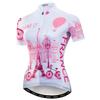 Cycling Jersey Women Mountain Bike Jersey Shirts Short Sleeve Road Bicycle Clothing MTB Tops Summer Outdoor Sports Wear France Pink Size L view 1