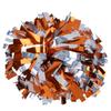ICOCHEER Cheerleading Pom Poms Metalic Holographic Cheerleader 6 inch 1 Pair 2 Pieces (Orange Silver) view 1